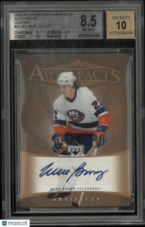 2005 Artifacts Auto Facts Copper Mike Bossy Autograph /75 BGS 8.5 Auto 10 