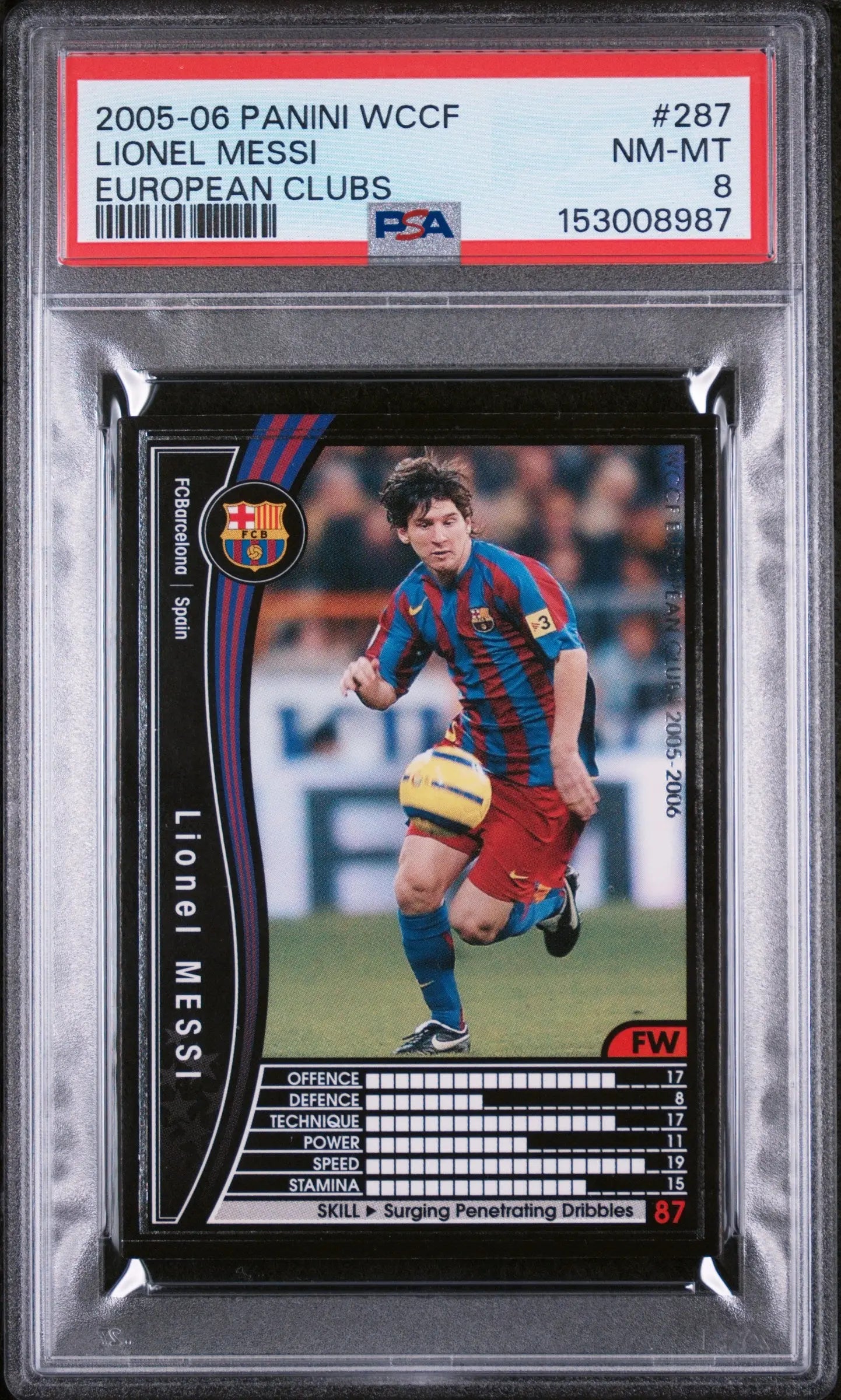 2005 Panini WCCF European Clubs Lionel Messi European Clubs PSA 8 