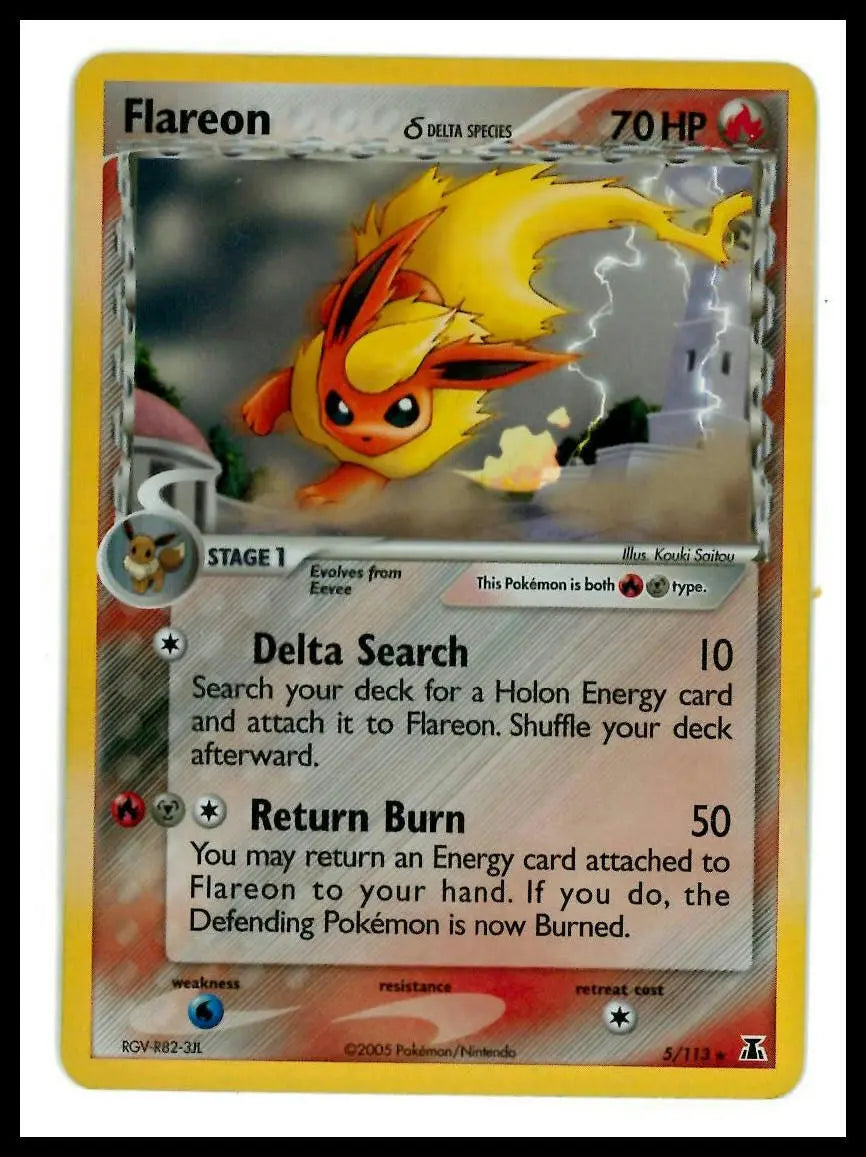 2005 Pokemon EX Delta Species Flareon 5/113 LP 