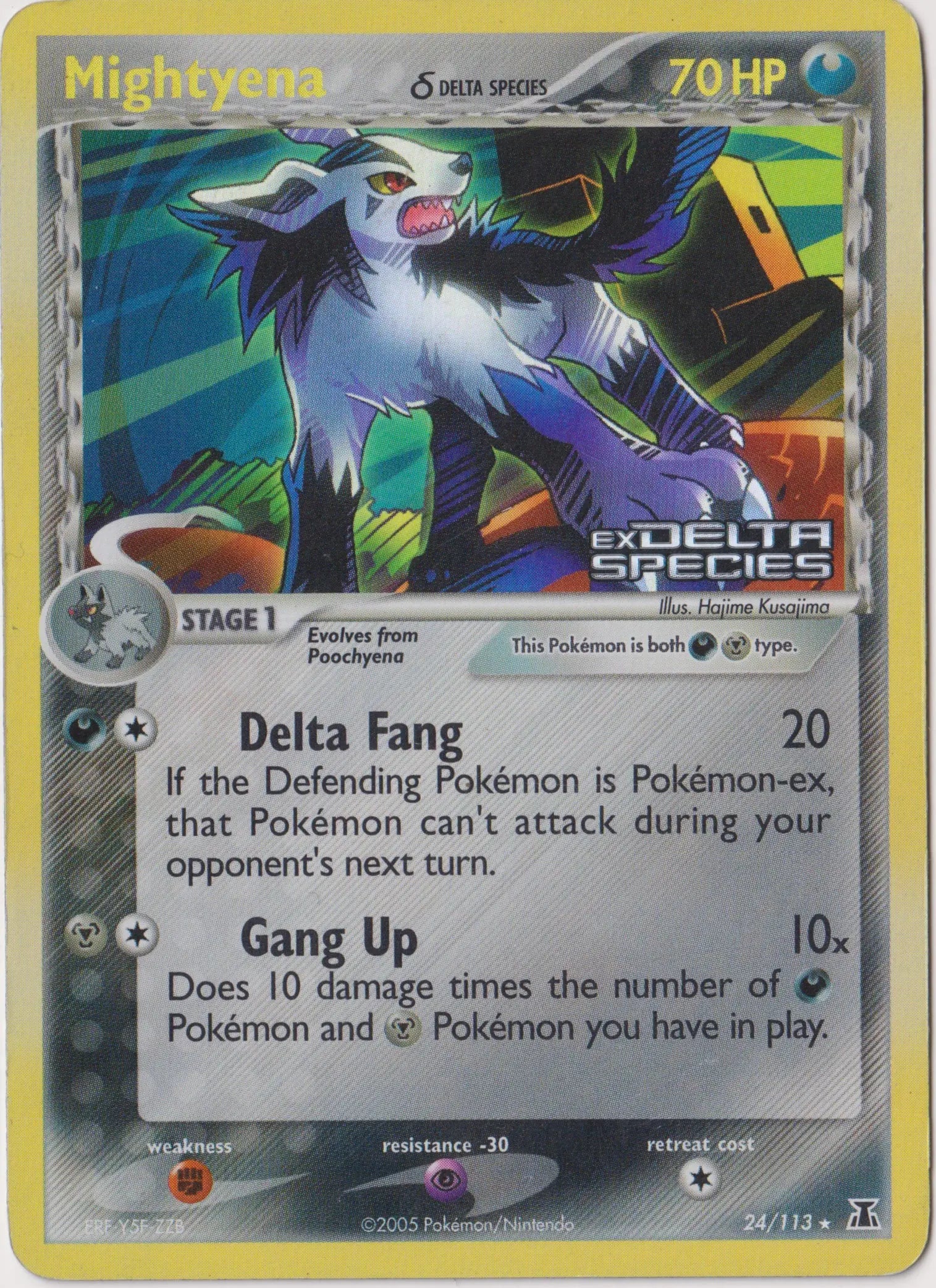 2005 Pokemon EX Delta Species Stamp Mightyena Rare Holo 24/113 