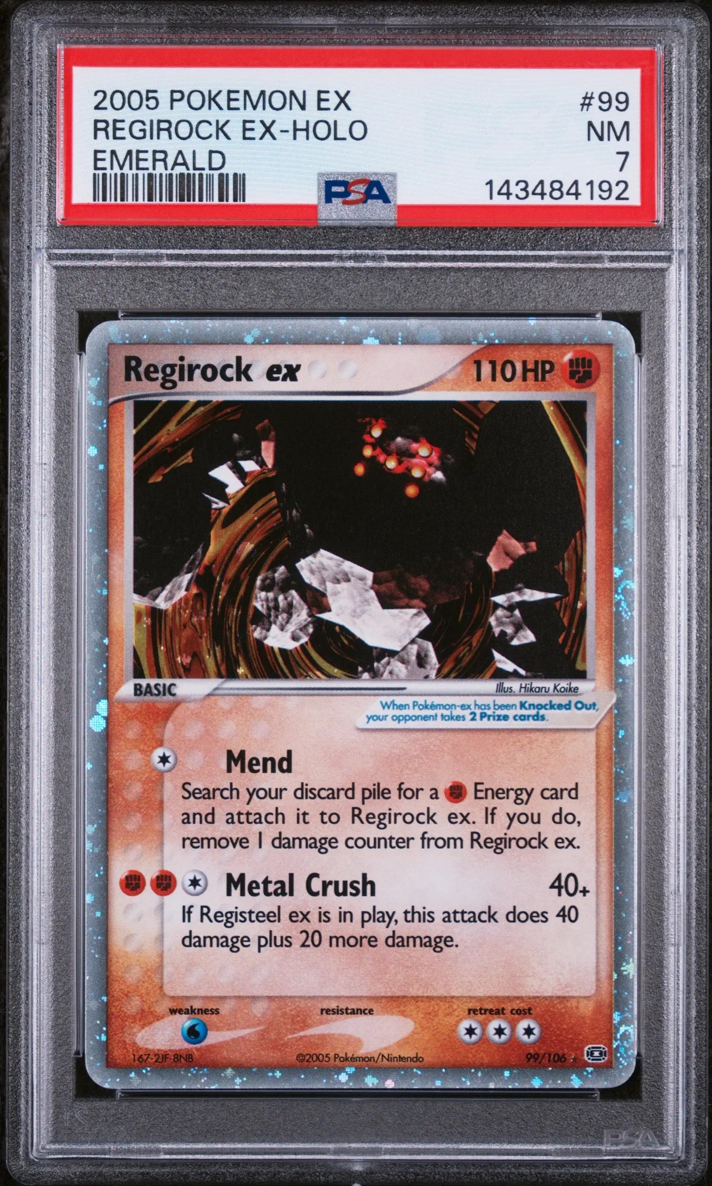 2005 Pokemon EX Emerald Regirock EX Holo Emerald 99/106 PSA 7 