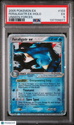 2005 Pokemon EX Unseen Forces Feraligatr EX Holo Unseen Forces PSA 5 103/115 