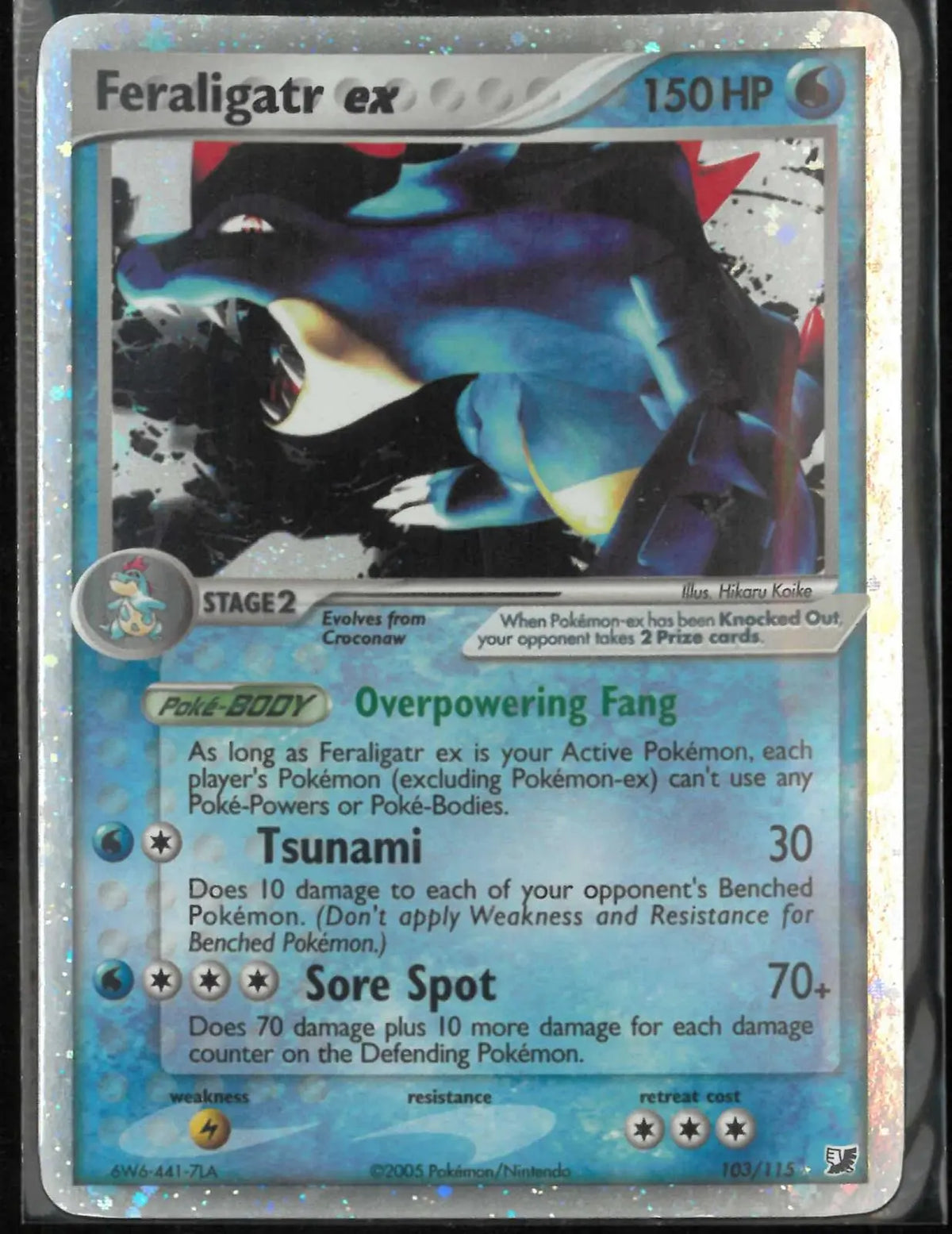2005 Pokemon EX Unseen Forces Feraligatr ex 103/115  LP 