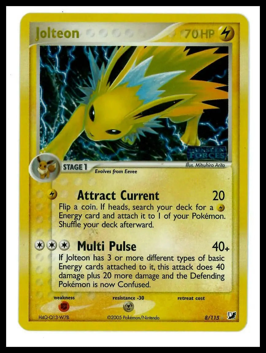 2005 Pokemon EX Unseen Forces Jolteon Reverse Holo 8/115 LP 