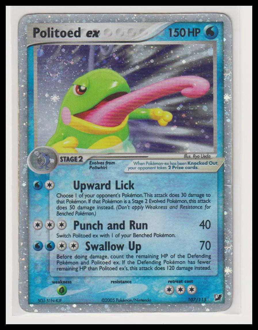 2005 Pokemon EX Unseen Forces Politoed ex 107/115 HP (Swirl) 