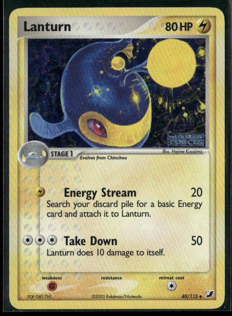 2005 Pokemon EX Unseen Forces Reverse Holofoil Lanturn 40/115 