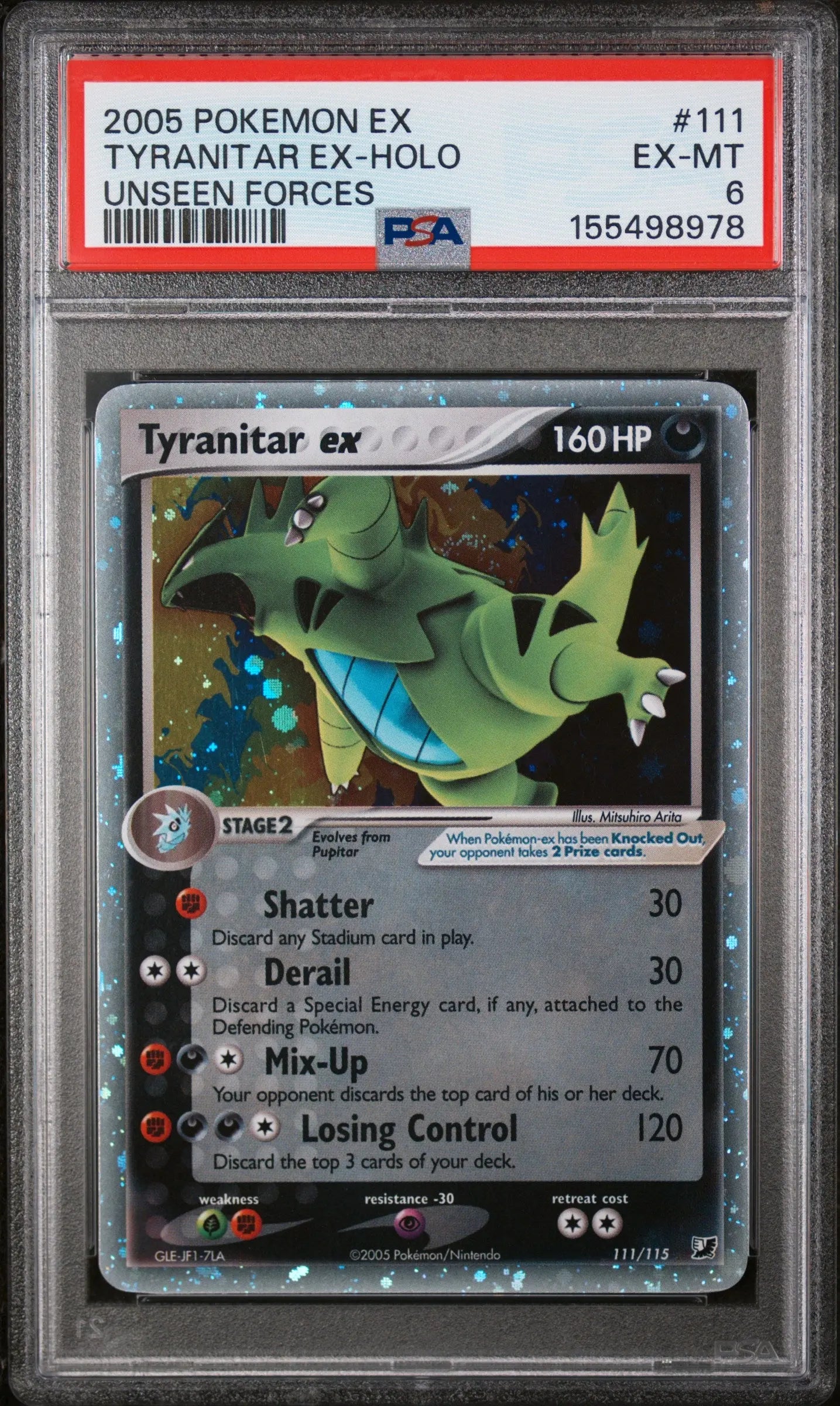 2005 Pokemon EX Unseen Forces Tyranitar EX Holo 111/115 PSA 6 