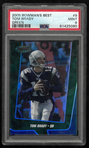 2005 Topps Bowman's Best Football Tom Brady Green /799 PSA 9 