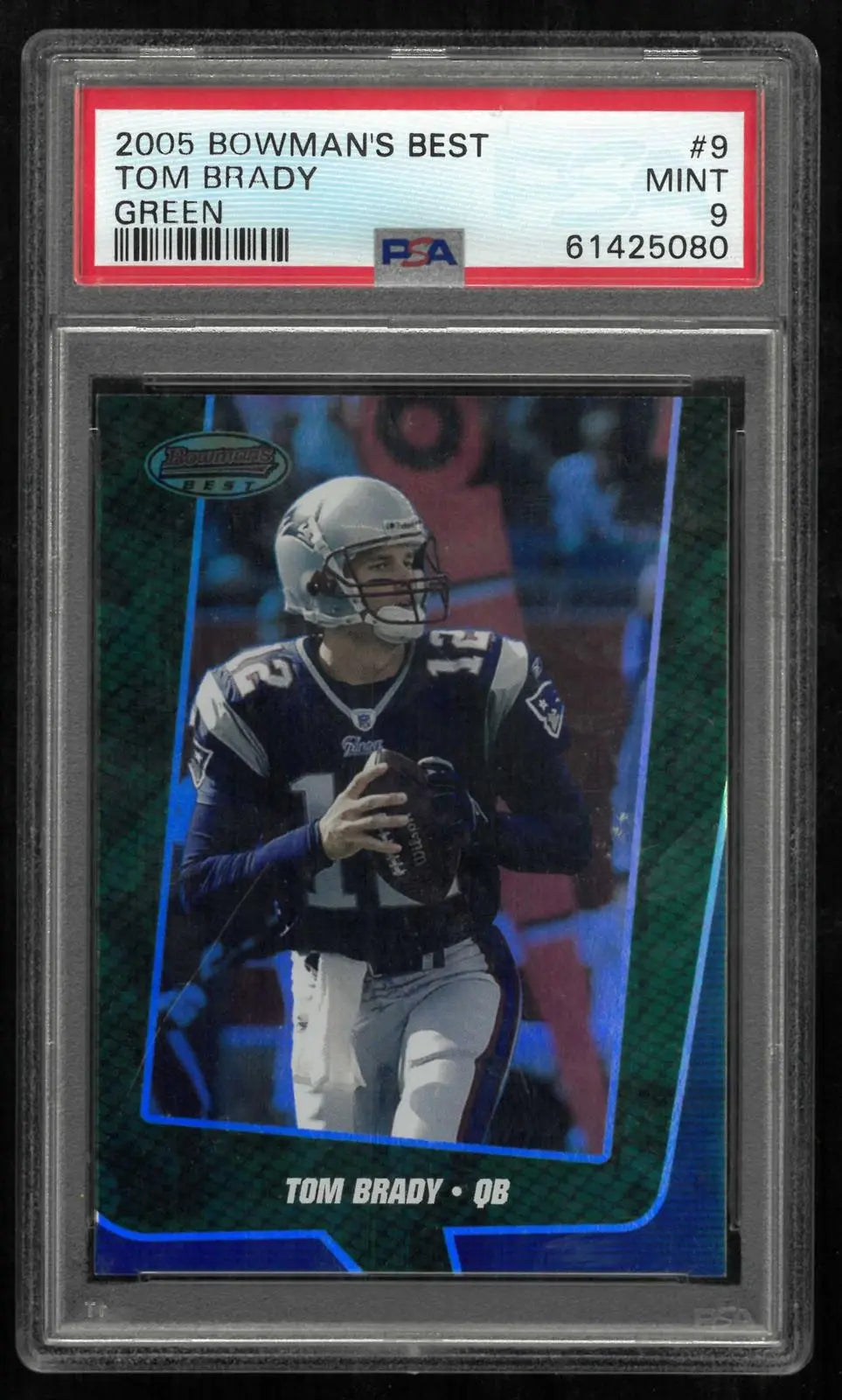 2005 Topps Bowman's Best Football Tom Brady Green /799 PSA 9 