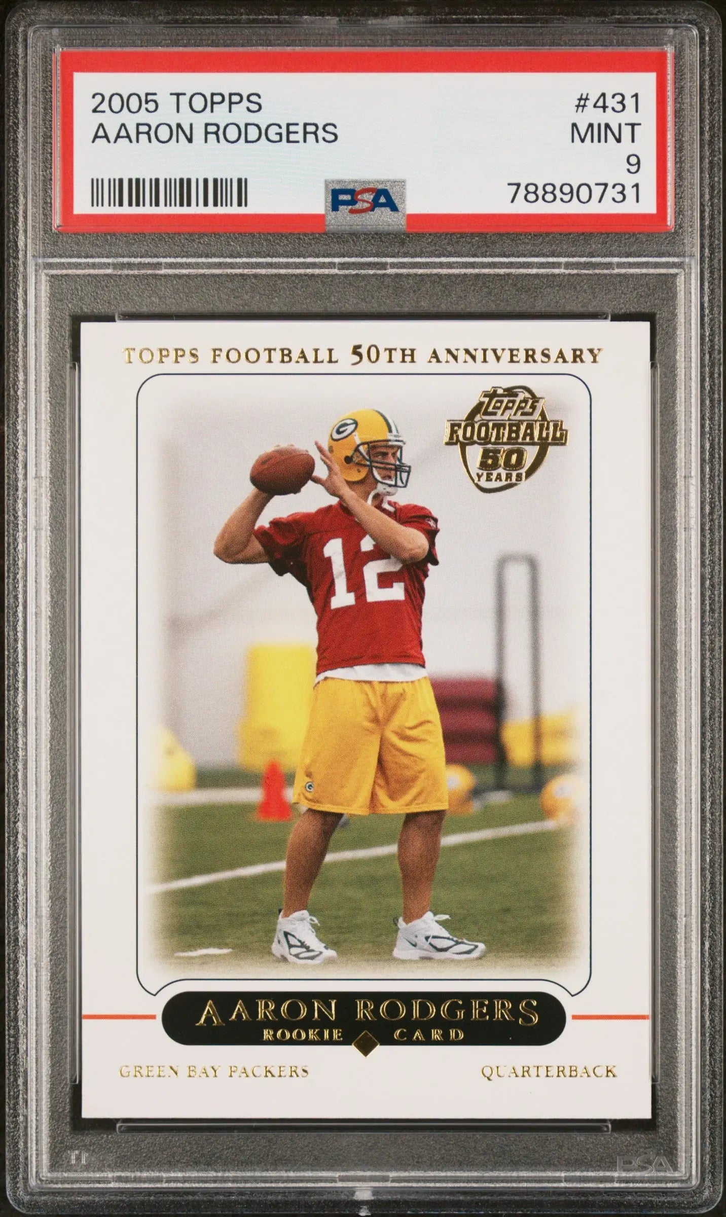 2005 Topps Football 50th Anniversary Aaron Rodgers PSA 9 
