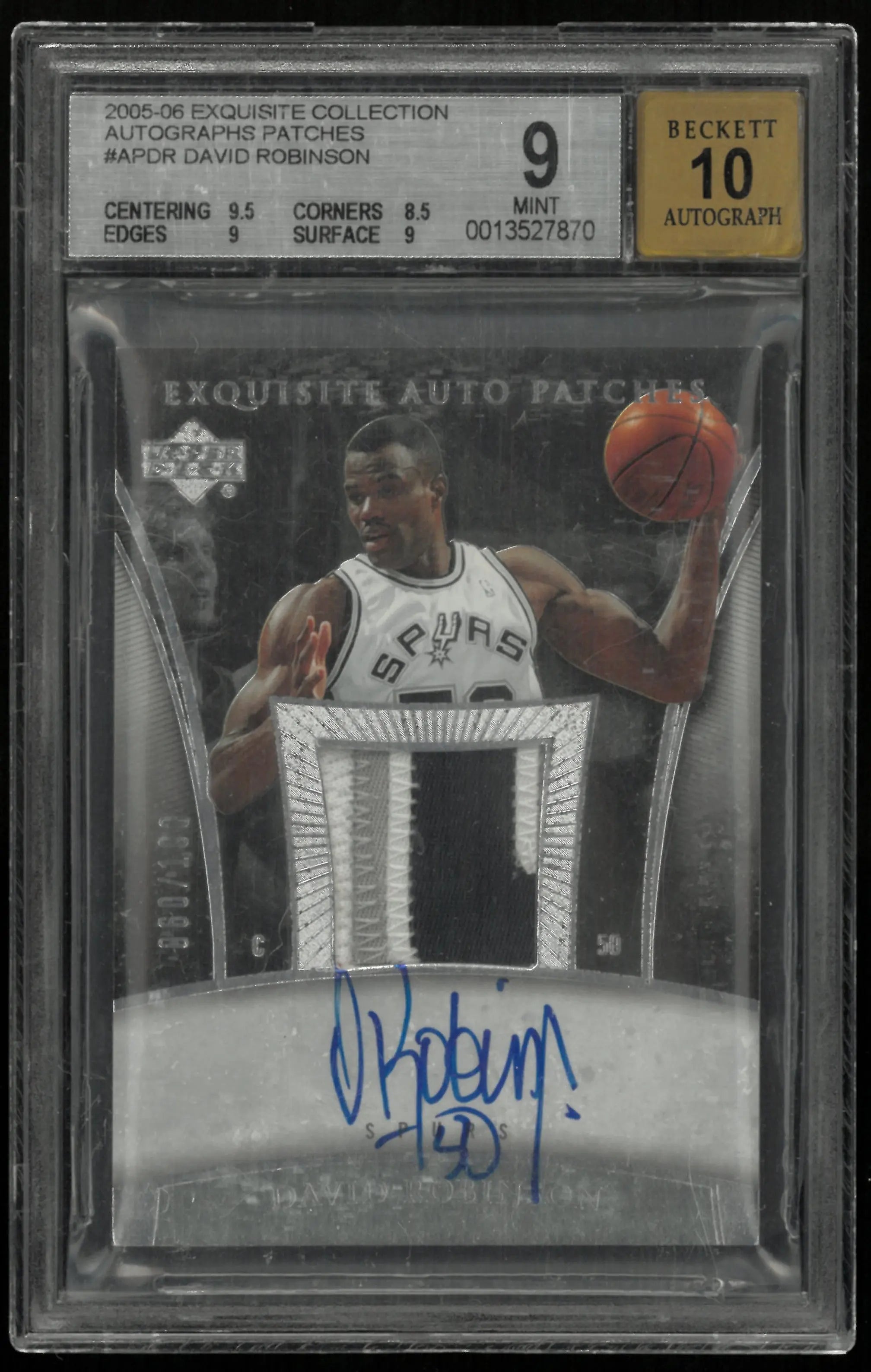 2005 UD Exquisite Collection Auto Patches David Robinson BGS 9 Auto 10 /100 