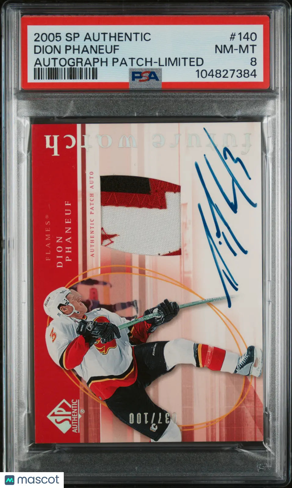 2005 UD SP Authentic Dion Phaneuf RC Future Watch Auto Patch Limited PSA 8 /100 