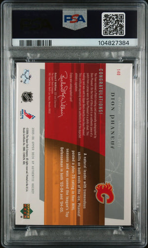 2005 UD SP Authentic Dion Phaneuf RC Future Watch Auto Patch Limited PSA 8 /100 