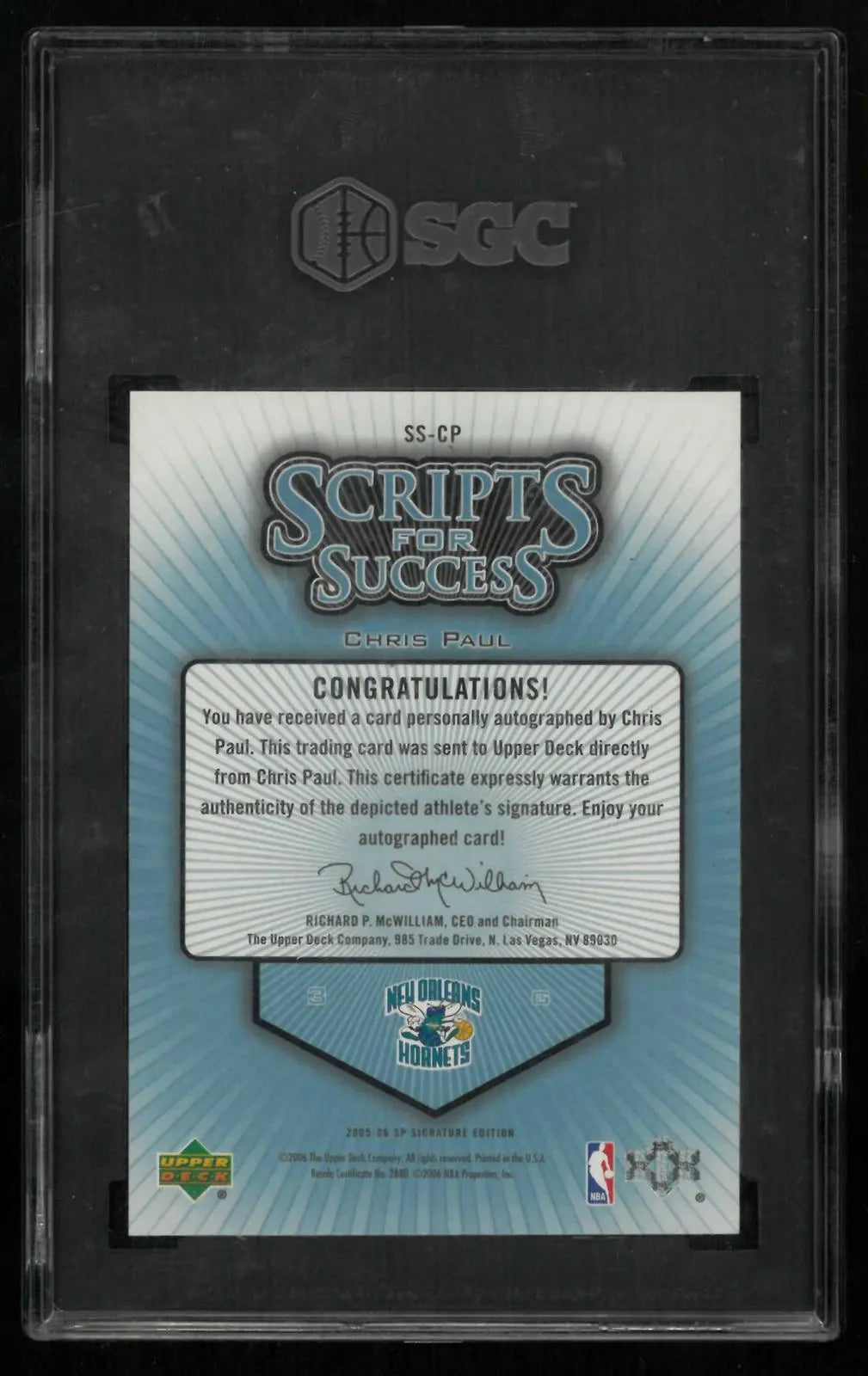 2005 UD SP Signature Edition Scripts for Success RC Auto Chris Paul /200 SGC 8.5 