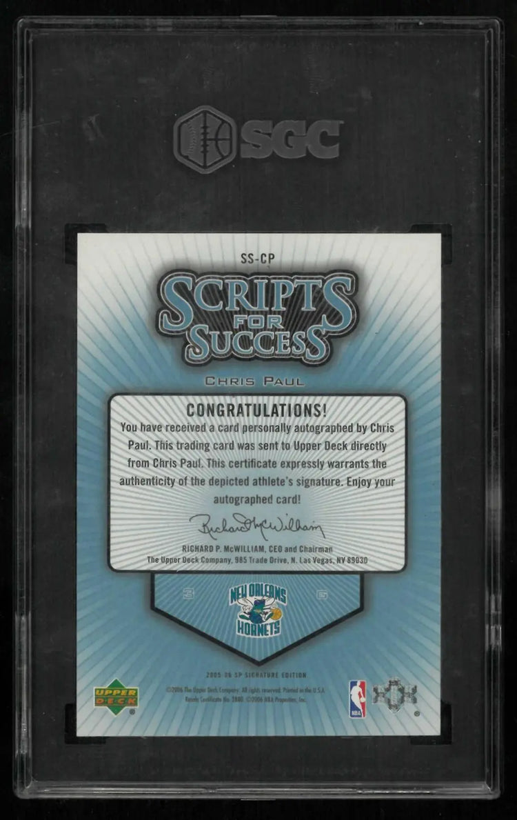 2005 UD SP Signature Edition Scripts for Success RC Auto Chris Paul /200 SGC 8.5 