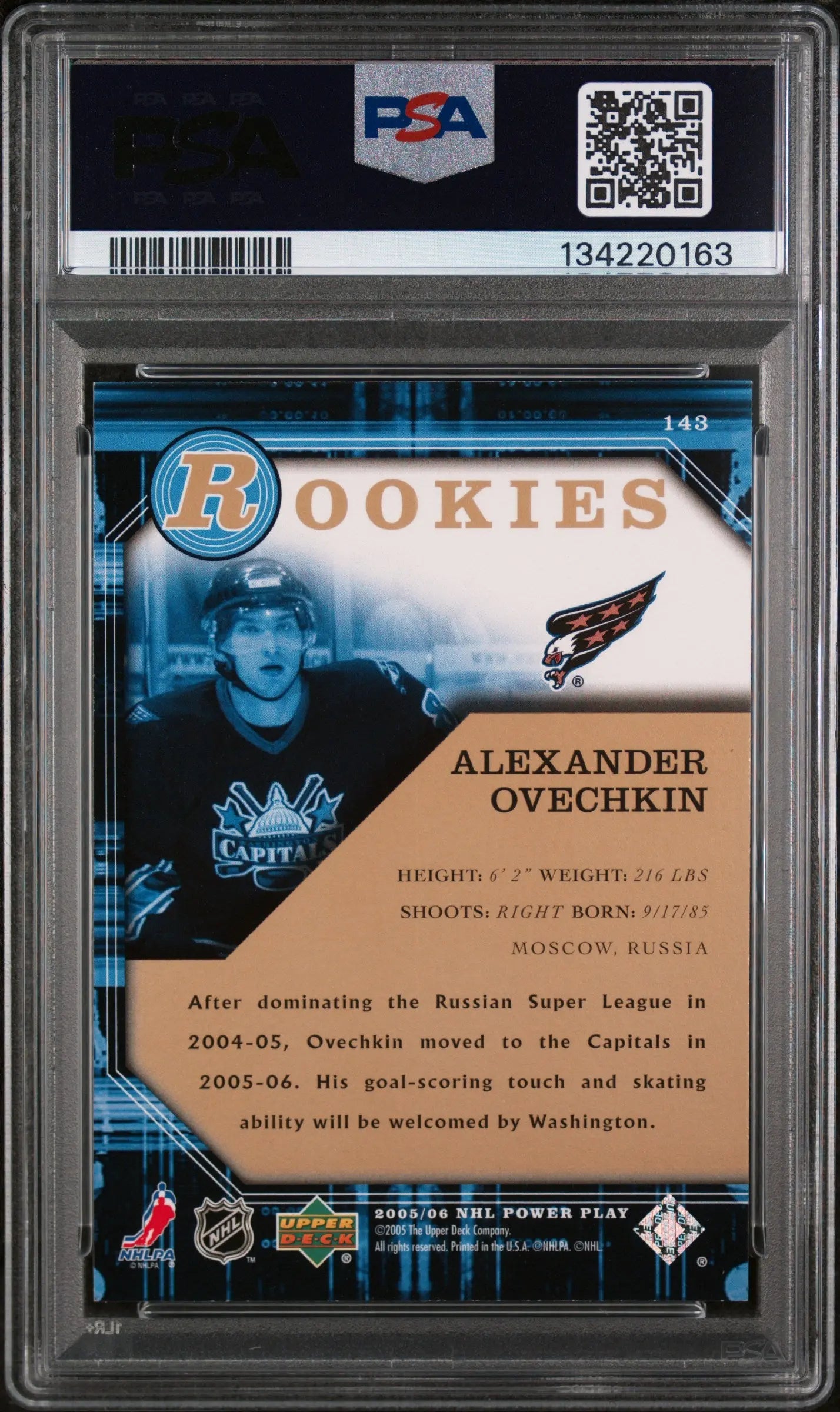 2005 Upper Deck Power Play Alexander Ovechkin RC Rookie #143 PSA 8 