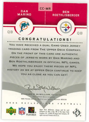 2005 Upper Deck Reflections Patch Dan Marino & Ben Roethlisberger 