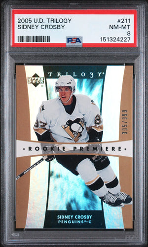 2005 Upper Deck Rookie Premiere Trilogy Sidney Crosby /999 RC PSA 8 