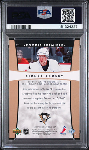2005 Upper Deck Rookie Premiere Trilogy Sidney Crosby /999 RC PSA 8 
