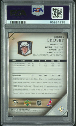 2005 Upper Deck  Rookie Sidney Crosby RC PSA 9 