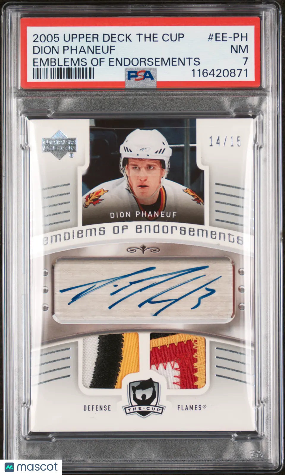 2005 Upper Deck The Cup Emblems Of Endorsements Auto Dion Phaneuf RC PSA 7 /15 