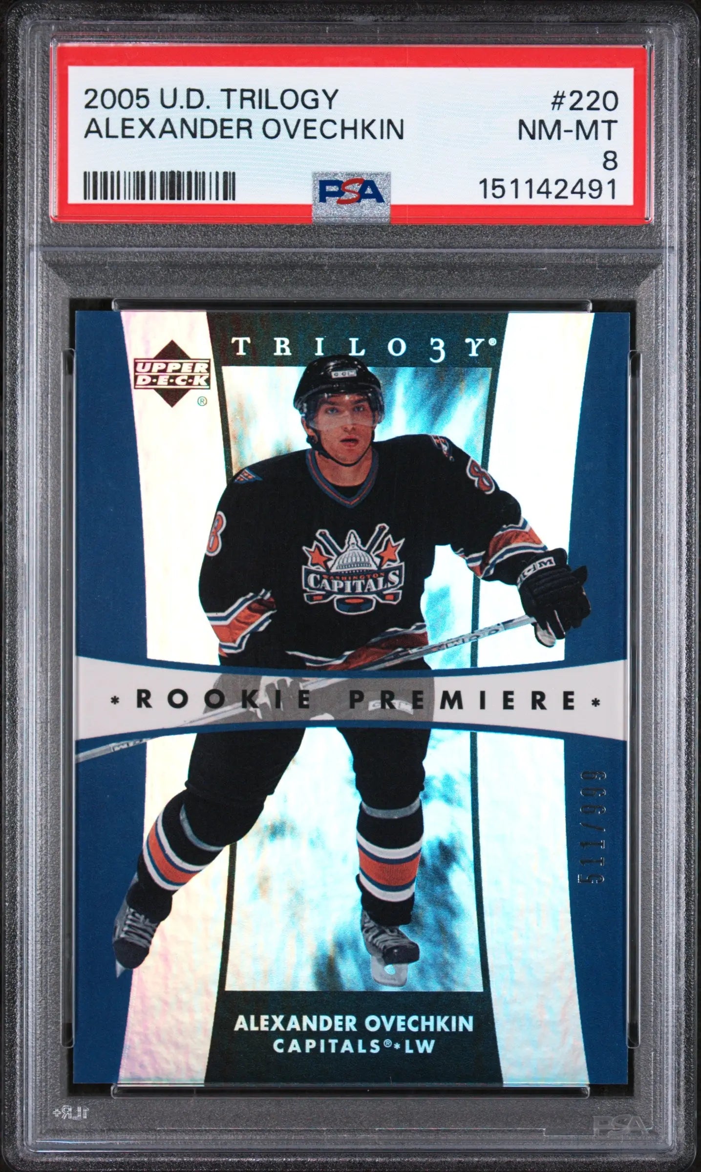 2005 Upper Deck Trilogy Rookie Premiere Alexander Ovechkin /999 RC PSA 8 