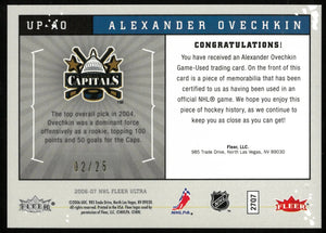 2006-07 NHL Fleer Ultra Alexander Ovechkin Uniformity Ultra Patch /25 DMG 