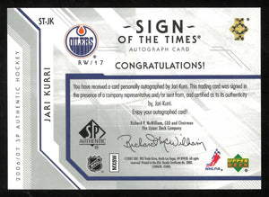 2006-07 UD SP Authentic Sign of the Times Autograph Jari Kurri Auto 