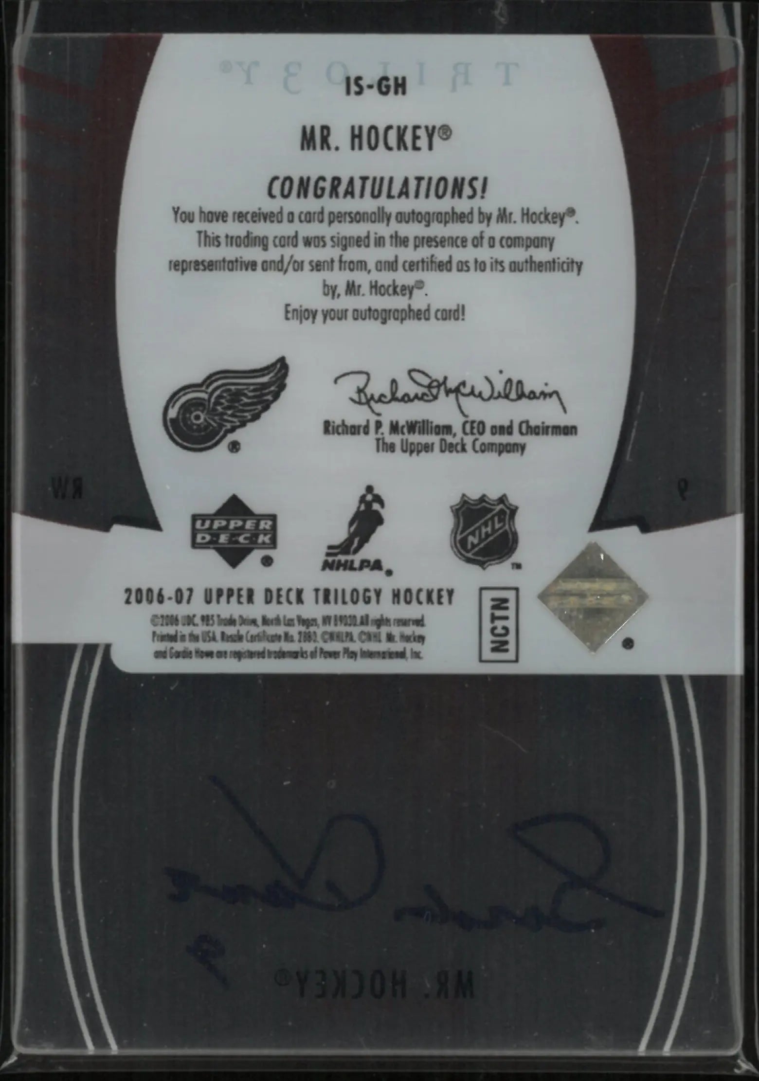 2006-07 Uper Deck Trilogy Autograph Gordie Howe "Mr Hockey" Auto 