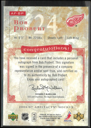 2006-07 Upper Deck Artifacts Auto-Facts Autograph Bob Probert Auto 