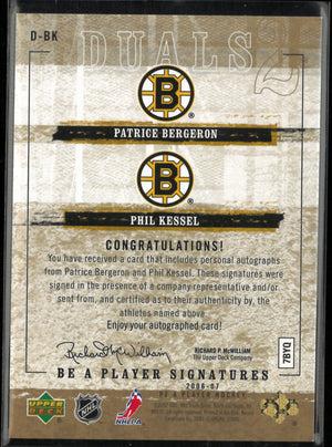 2006-07 Upper Deck Be A Player Signatures Dual Patrice Bergeron/Phil Kessel Auto 