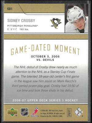 2006-07 Upper Deck Series 1 Game-Dated Moment Sidney Crosby 