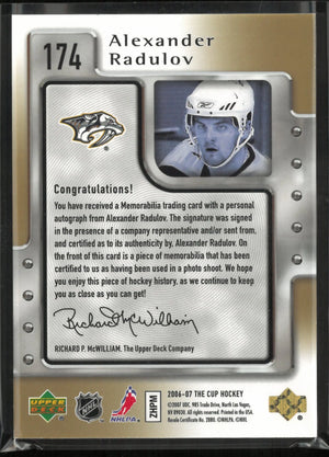 2006-07 Upper Deck The Cup Alexander Radulov Rookie Patch Auto RC /47 