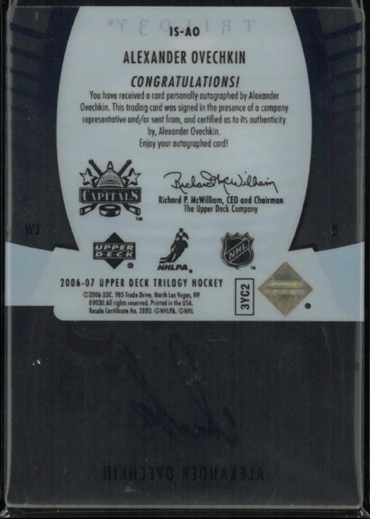 2006-07 Upper Deck Trilogy Ice Scripts Alexander Ovechkin Autograph Auto 