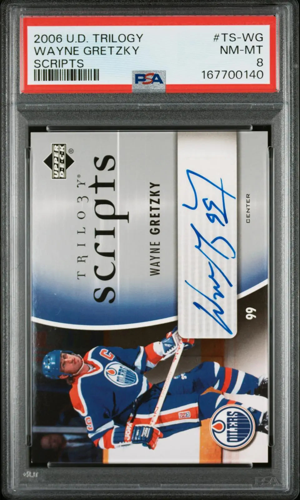 2006-07 Upper Deck Trilogy Scripts Autograph Wayne Gretzky Auto PSA 8 