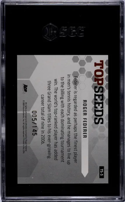 2006 Ace Authentic Grand Slam Roger Federer Top Seed Autograph /145 SGC 9 