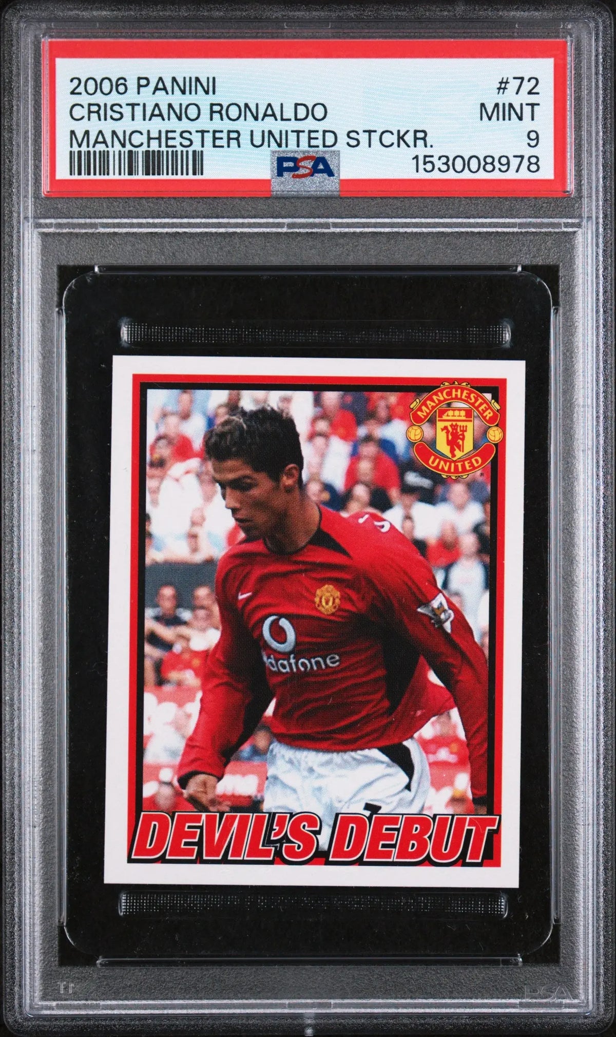 2006 Panini Manchester United Sticker Cristiano Ronaldo Sticker PSA 9 