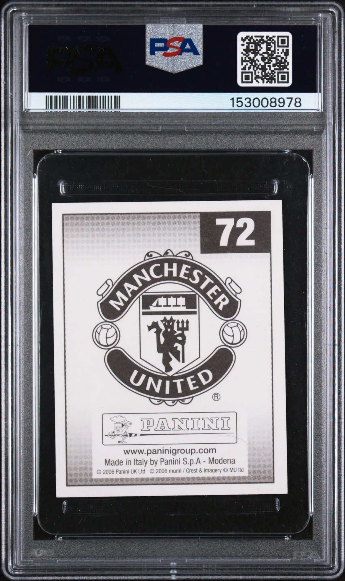 2006 Panini Manchester United Sticker Cristiano Ronaldo Sticker PSA 9 