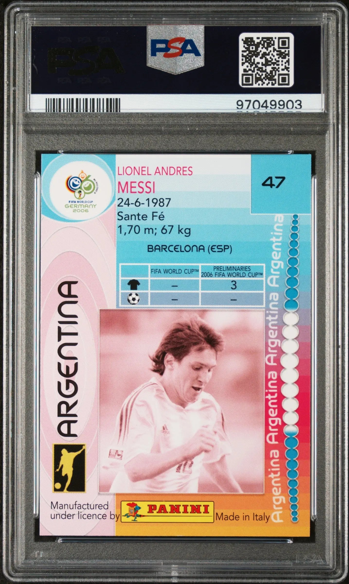 2006 Panini World Cup Germany Lionel Messi PSA 8 