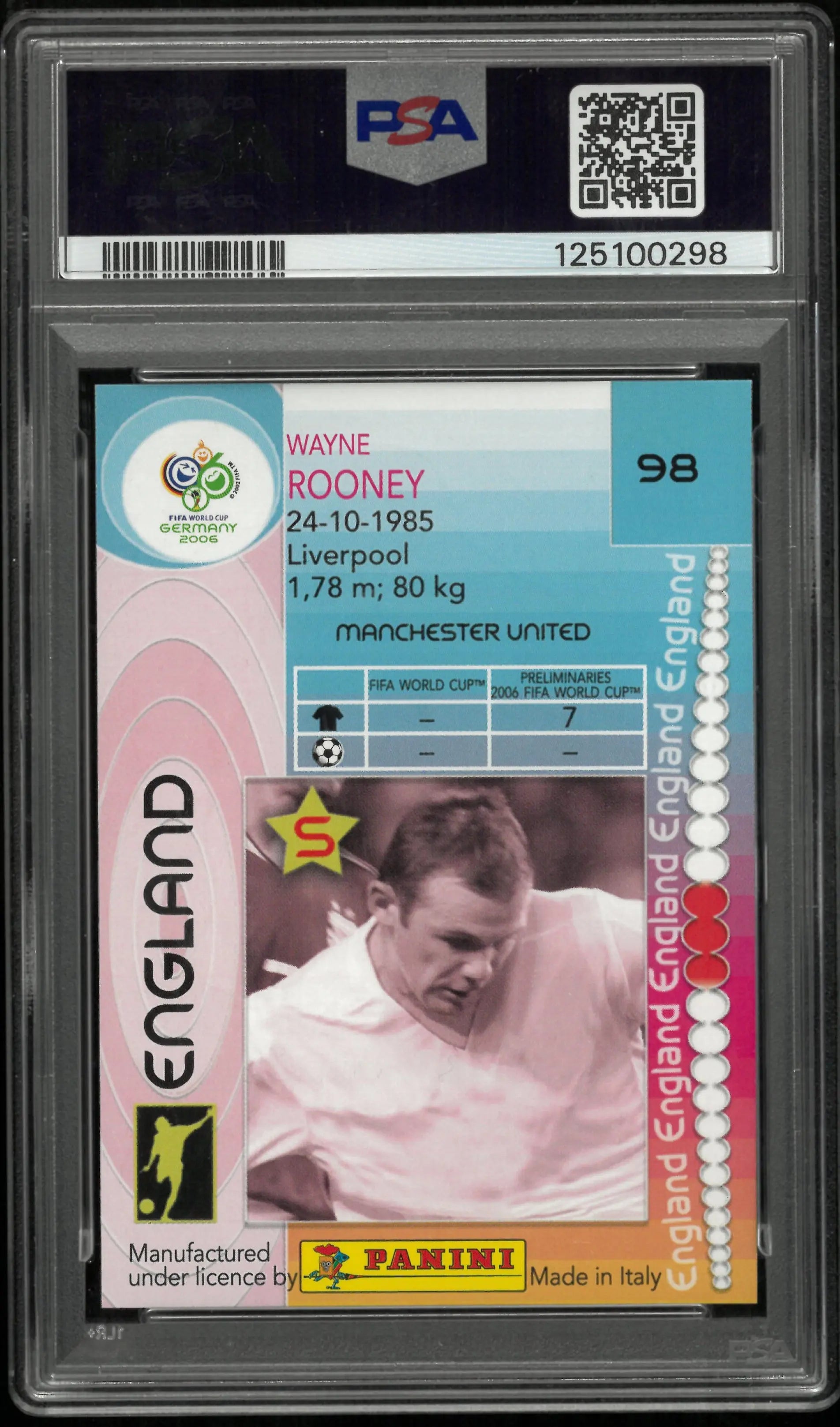 2006 Panini World Cup Germany Wayne Rooney #98 PSA 9 Germany 
