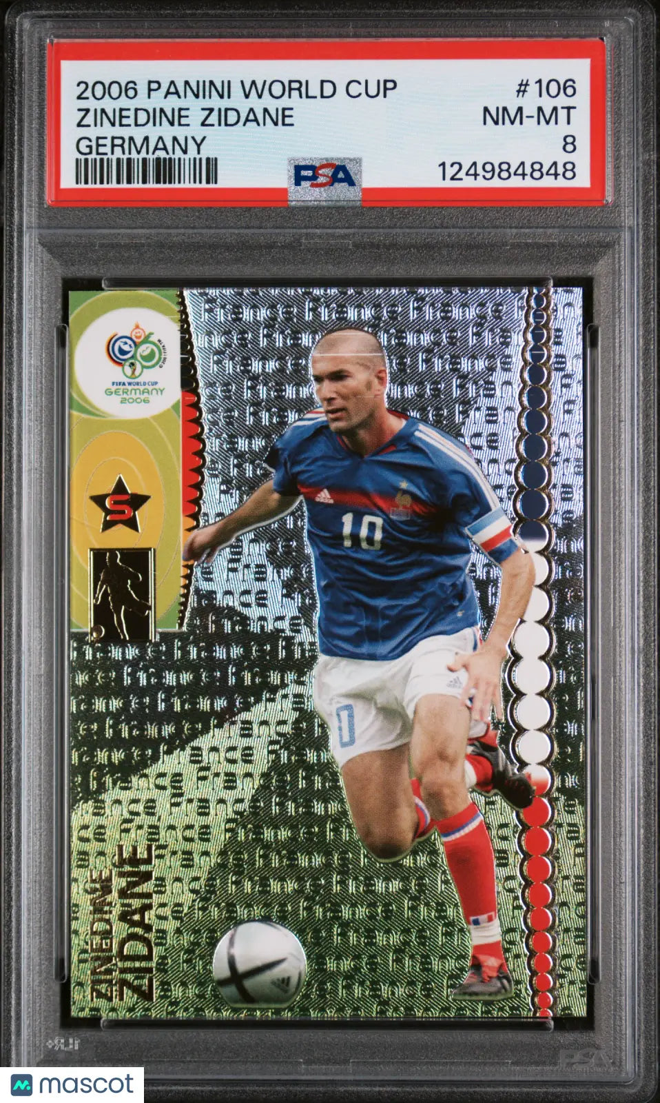 2006 Panini World Cup Germany Zinedine Zidane #106 PSA 8 FOIL 