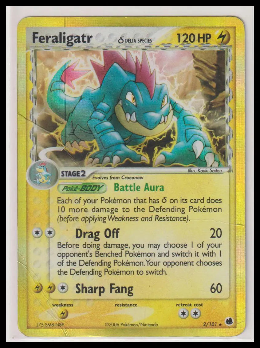 2006 Pokemon EX Dragon Frontiers Feraligatr Holo 2/101 MP 