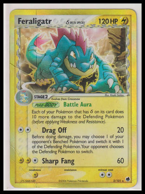 2006 Pokemon EX Dragon Frontiers Feraligatr Holo 2/101 MP 