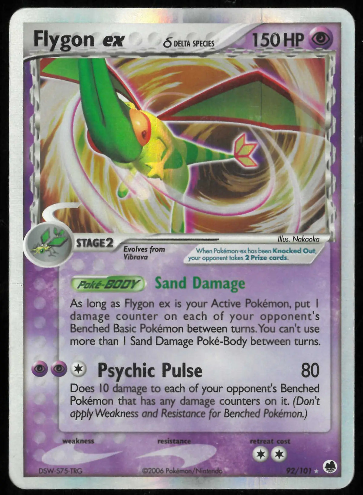 2006 Pokemon EX Dragon Frontiers Flygon ex Delta Species Ultra Rare 92/101 