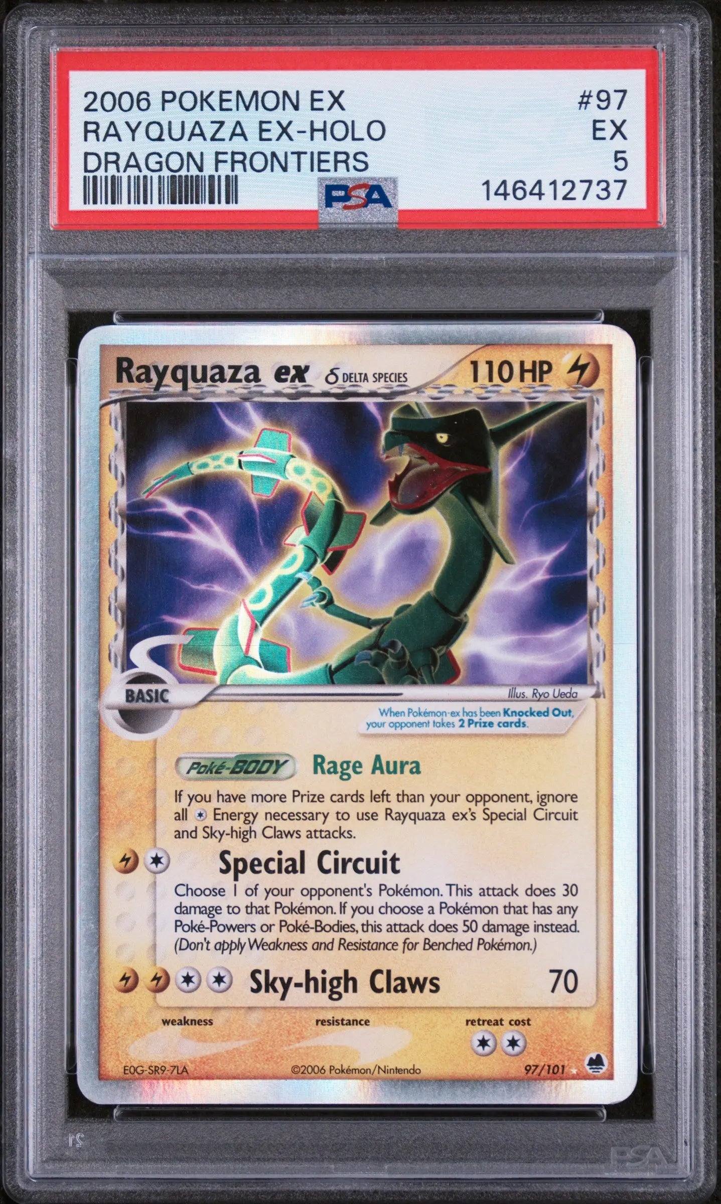 2006 Pokemon EX Dragon Frontiers Rayquaza EX Holo Dragon Frontiers PSA 5 97/101 