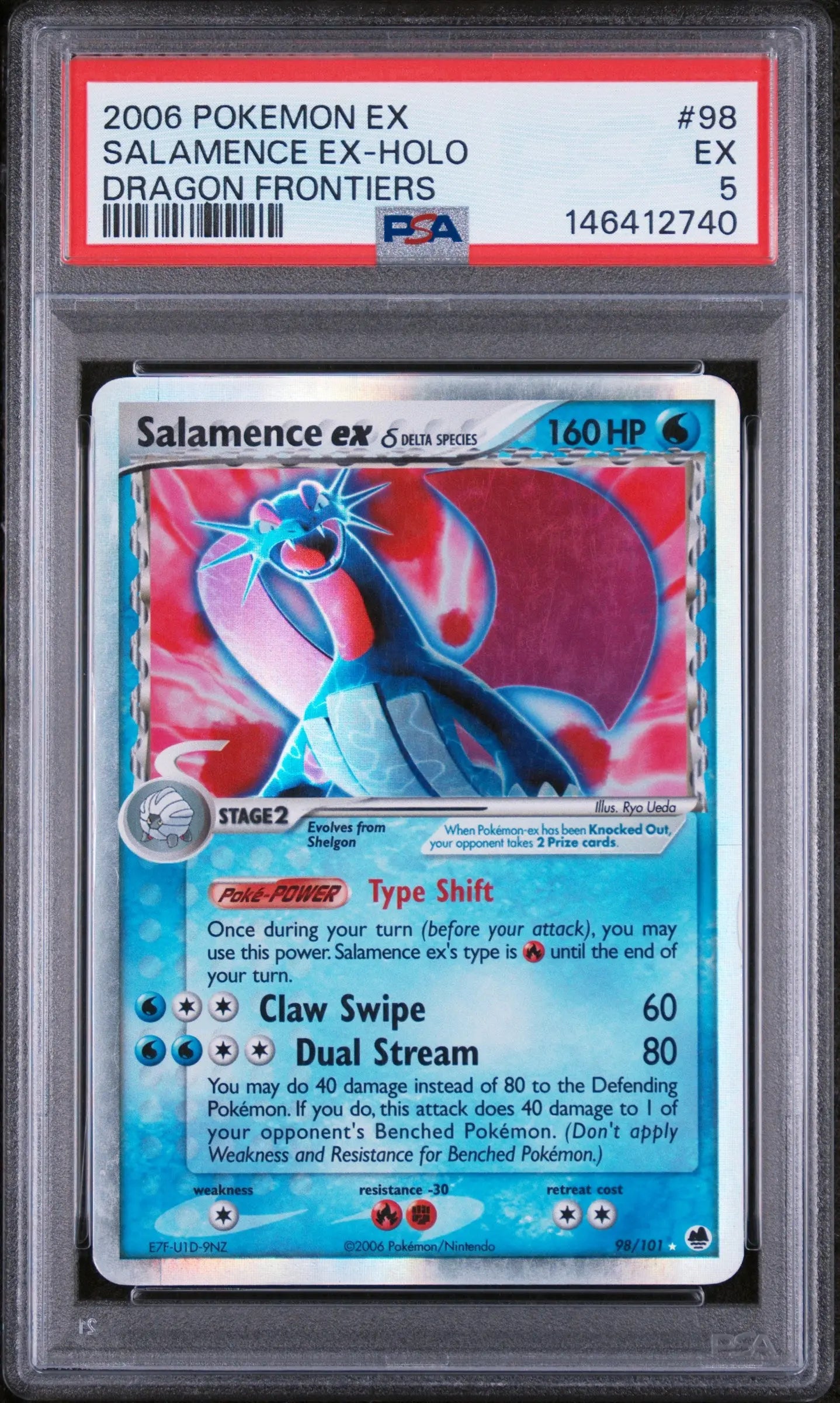2006 Pokemon EX Dragon Frontiers Salamence EX Holo Dragon Frontiers PSA 5 #98 