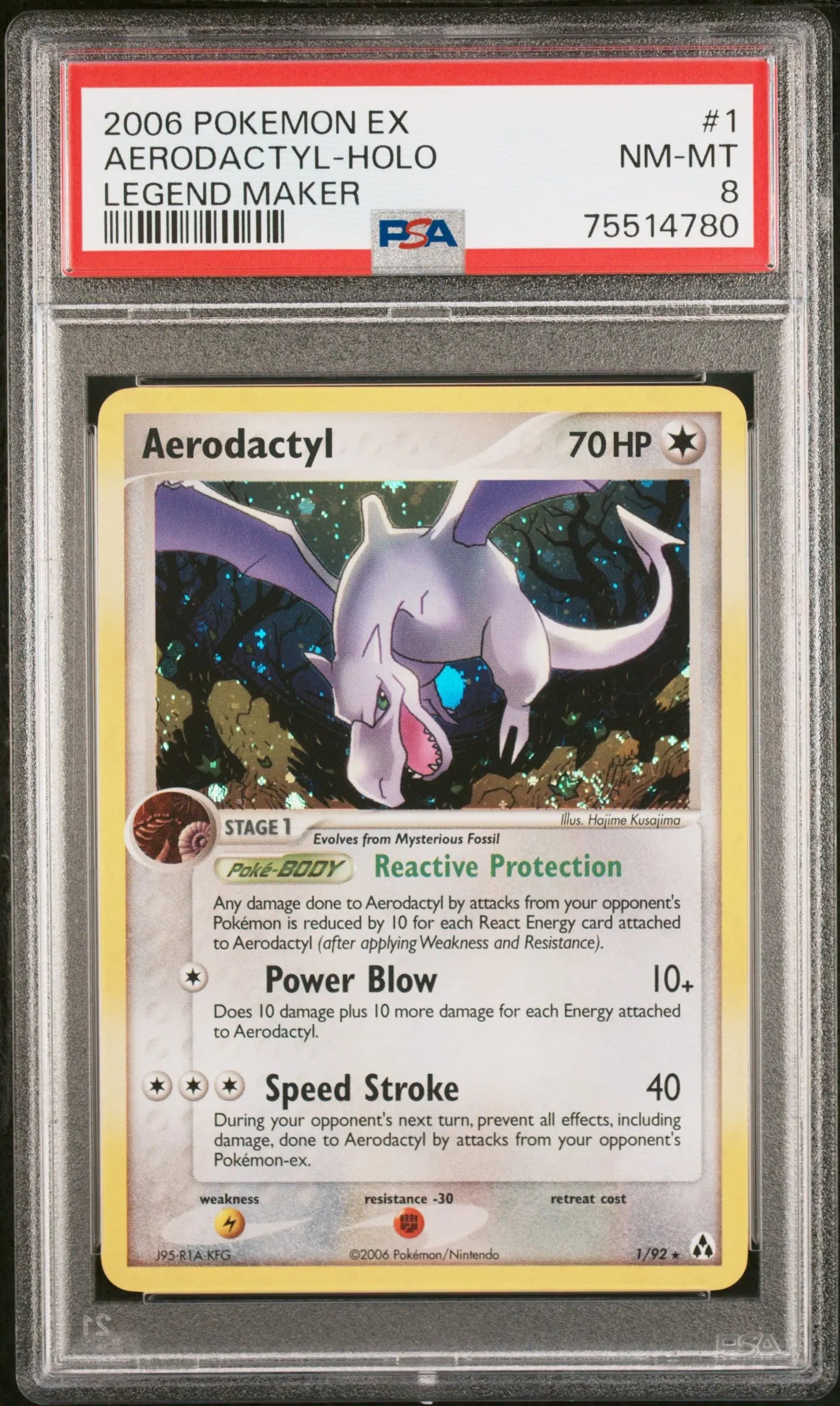 2006 Pokemon EX Legend Maker Aerodactyl Holo 1/92 PSA 8 