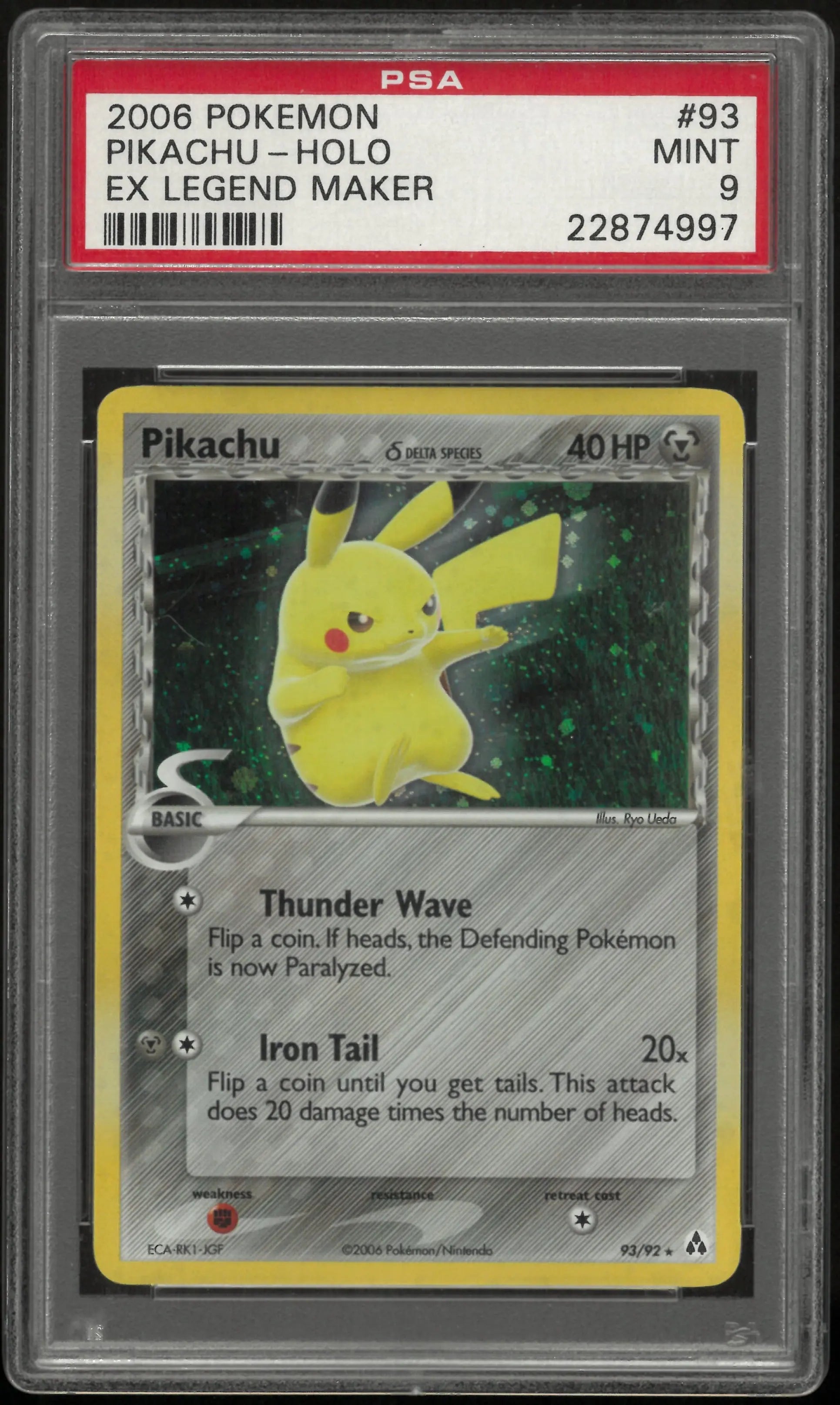 2006 Pokemon EX Legend Maker Pikachu Holo Legend Maker PSA 9 #93 