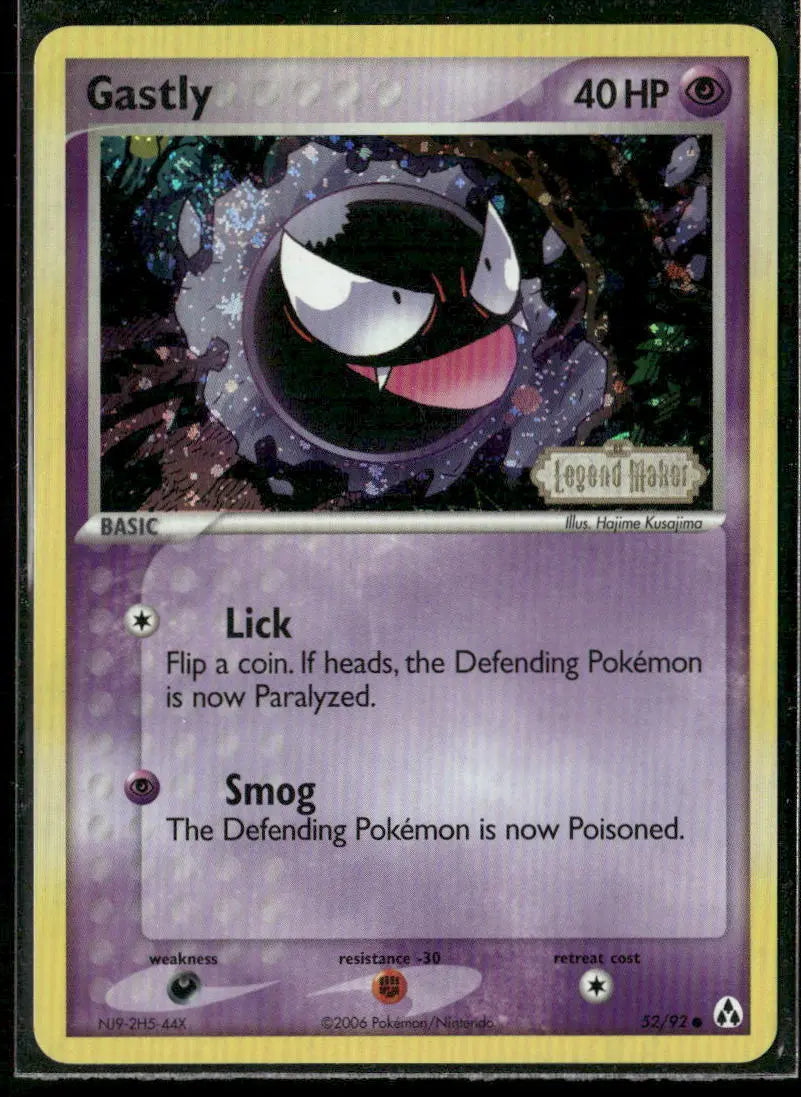 2006 Pokemon EX Legend Maker Reverse Holofoil Gastly 52/92 