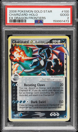 2006 Pokemon GOLD STAR EX Dragon Frontiers Charizard Holo EX PSA 2 100/101 